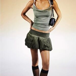 Jaded London Olive Mini Skirt